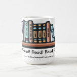 Original Linocut of Shelf of Books By Ken Swanson mugs