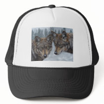Original Mexican Gray Wolf Art Trucker Hats