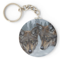 Original Mexican Gray Wolf Art Keychains