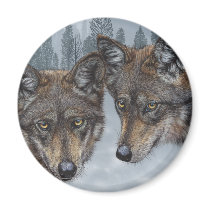 Original Mexican Gray Wolf Art Magnets