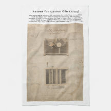 ORIGINAL Patent for the Cotton Gin (1794) Hand Towel