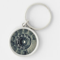 vintage, rotary, phone, steel, metal, rustic, funny, retro, rotary phone, keychain, fun, rotary dial, urban, metalic, original, premium keychain, Keychain with custom graphic design