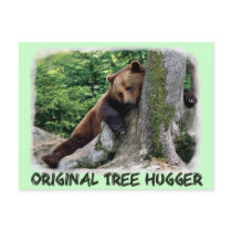 Original Tree Hugger Brown Bear Postcard