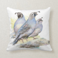 Original Watercolor California Quail Bird Pillows