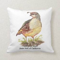 Original Watercolor California Quail  State Bird Throw Pillows