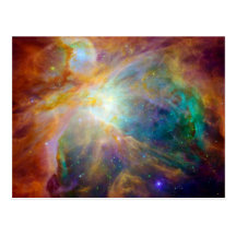 Orion Nebula Hubble Spitzer Space Postcard