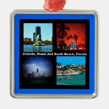 Orlando, Miami, South Beach Collage Christmas Ornaments