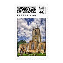 Orlingbury church HDR art postage stamps stamps