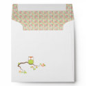 Ornage and Green Baby Owl Envelope envelope