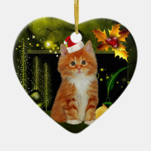 Ornament Christmas Cat With Santa Hat
