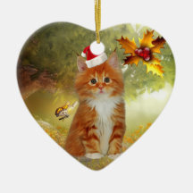 Ornament Christmas Cat With Santa Hat