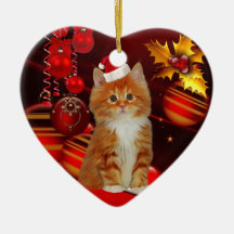 Ornament Christmas Cat With Santa Hat