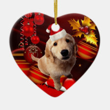 Ornament Christmas Dog With Santa Hat
