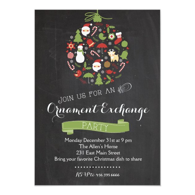 Ornament Exchange Christmas Party Invitation (front side)