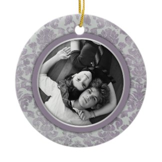 Ornament Lavender Silver Damask Wedding Favor ornament