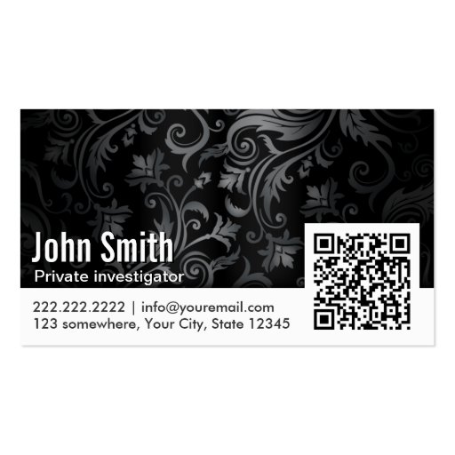 Ornament QR Code Investigator Business Card (front side)