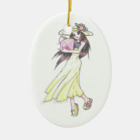 Ornament with girl in yellow dress
