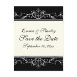 Ornamental border black white Save the Date postcards