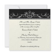 Ornamental border black white wedding invitation invitation