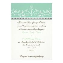 Ornamental border jade, ivory wedding custom invitations