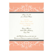 Ornamental coral white bridal shower invitation