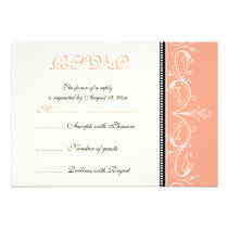 Ornamental coral white wedding RSVP card Personalized Announcement
