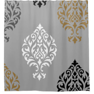Grey Damask Shower Curtains
