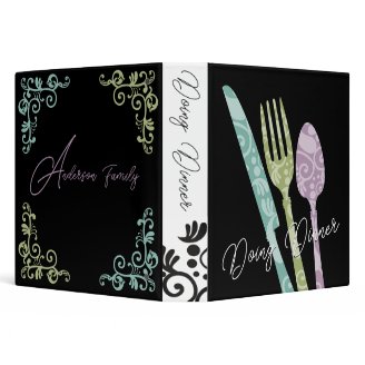 ornamental fork knife spoon recipe cookbook binder