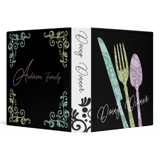 ornamental fork knife spoon recipe cookbook binder binder