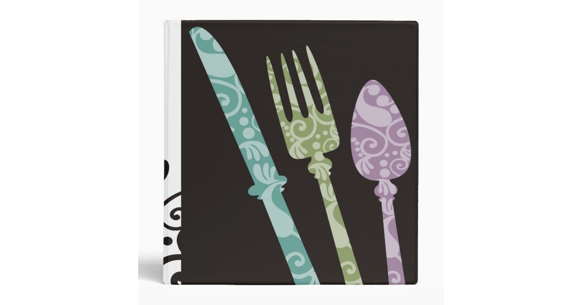 ornamental fork knife spoon recipe cookbook binder Zazzle