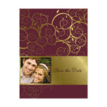 Ornamental Gold Spiral Vine Save The Date Postcard