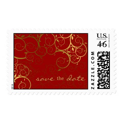 Ornamental Gold Spiral Vine Save The Date Stamps