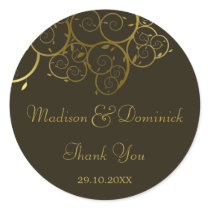 Ornamental Golden Spiral Vine Thank You Sticker by fat_fa_tin Ornamental Golden Spiral Vine Thank You Sticker