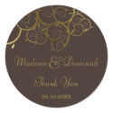 Ornamental Golden Spiral Vine Thank You Sticker
