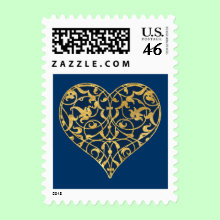 Ornamental Heart Stamp - Heart with floral ornamental pattern. Personalize with your own text. Background color can be changed.