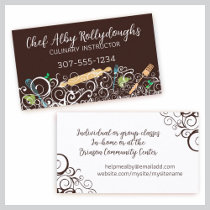 ornamental kitchen utensils business card brown