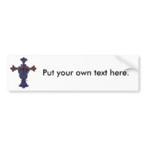 Ornamental Red and Blue Cross Hand Painted bumper stickers by Lenora Ornamental Red and Blue Cross Hand Painted bumper stickers