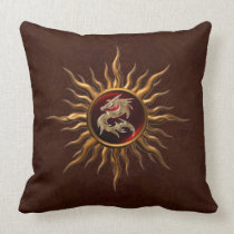 Ornamental Sun Dragon Throw Pillows