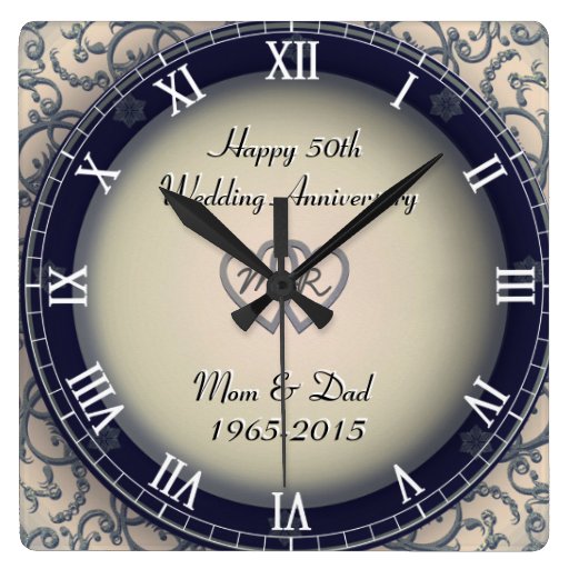 Ornamental Wedding Anniversary Square Wall Clock Zazzle