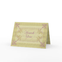 Ornamented Music, Mauve-Olive Wedding Thank You Card