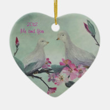Ornamento de las palomas del amor con el TEXTO ada Ornaments Para Arbol De Navidad