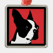 Ornamento del rojo de Boston Terrier Adorno De Navidad