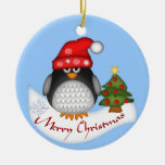 Ornamento lindo del navidad con el pingüino y el t ornamente de reyes