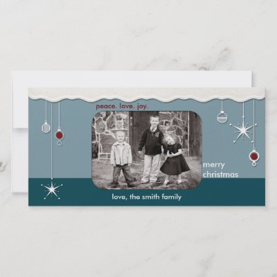 Ornaments & Snow Christmas Greeting Customized Photo Card