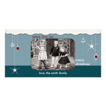 Ornaments & Snow Christmas Greeting Customized Photo Card
