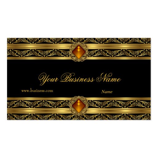 Ornate Amber Gold Black Elegant Classy Jewel Image Business Card Templates (front side)