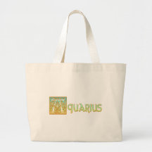 Ornate Aqua Blue and Gold Aquarius Tote Bags