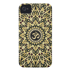 Ornate Arabesque Aum Gold Black iPhone 4 Case