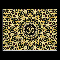 Ornate Arabesque Black + Gold OM Postcard postcards