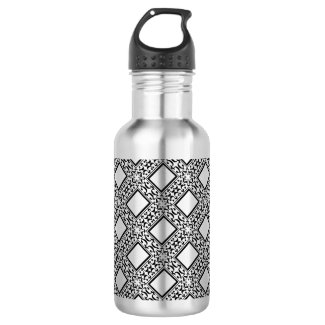 Ornate Black and Silver Diamonds 18oz Water Bottle